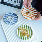 Jewelry Tray Glossy Ceramic Vertical Stripes