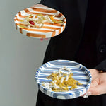 Jewelry Tray Glossy Ceramic Vertical Stripes