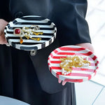 Jewelry Tray Glossy Ceramic Vertical Stripes