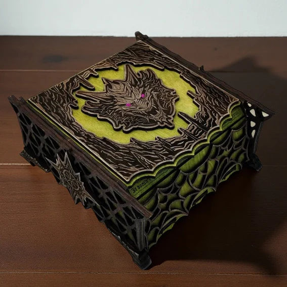 Keepsake Box Wooden Laser-Cut Fantasy Design for Gaming Collectibles