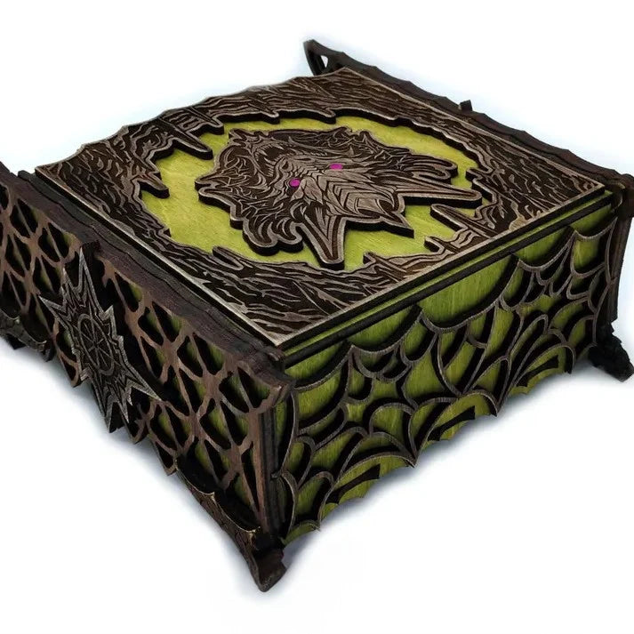Keepsake Box Wooden Laser-Cut Fantasy Design for Gaming Collectibles