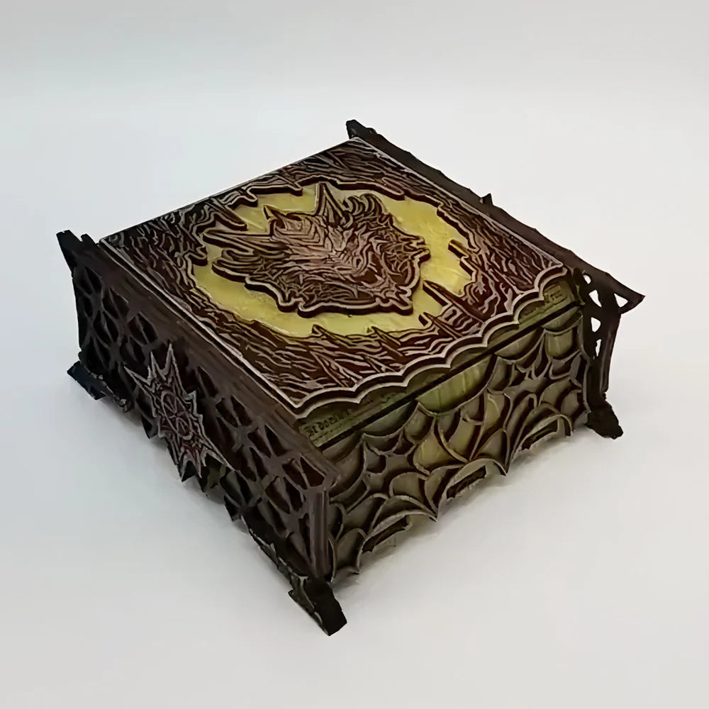 Keepsake Box Wooden Laser-Cut Fantasy Design for Gaming Collectibles