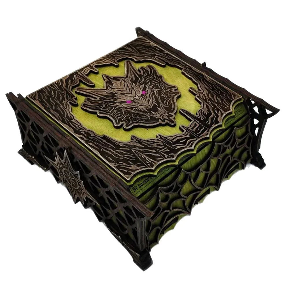 Keepsake Box Wooden Laser-Cut Fantasy Design for Gaming Collectibles