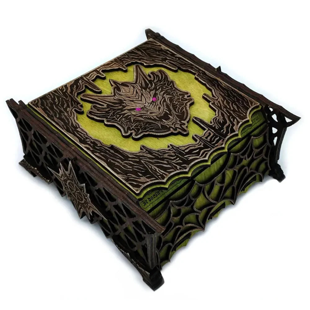 Keepsake Box Wooden Laser-Cut Fantasy Design for Gaming Collectibles