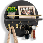 Key Holder Wooden Multiple Hooks Compact Design