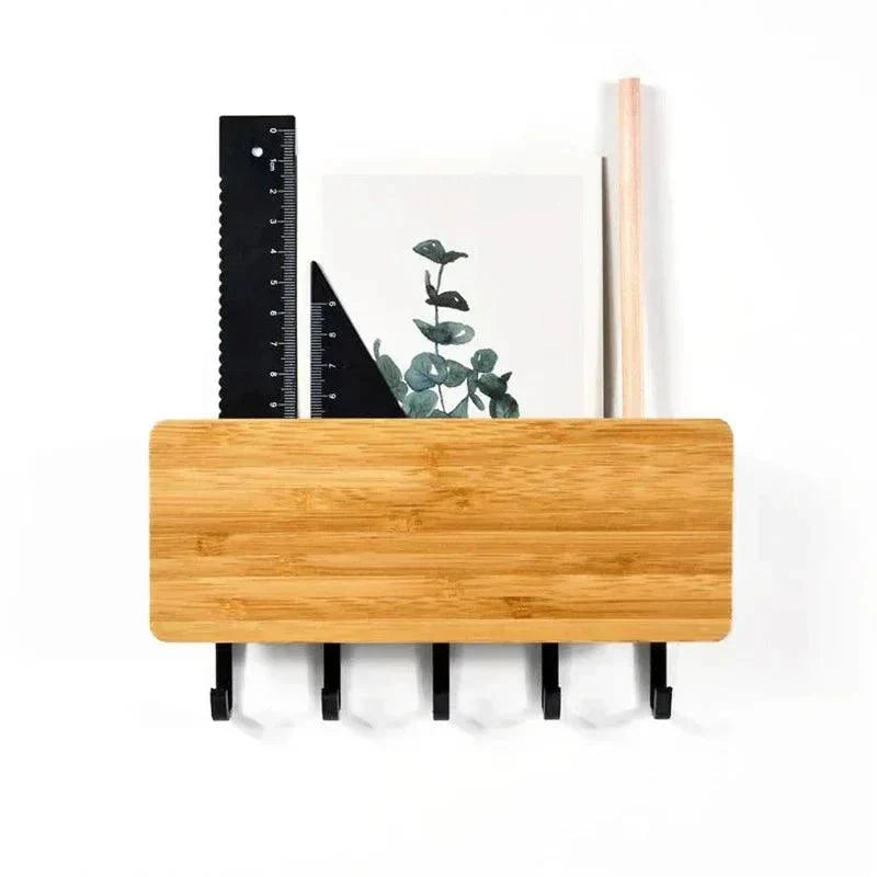 Key Organizer Bamboo Wall-Mount 6.6 Lb Capacity