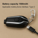 Keychain Power Bank Compact 1500mAh Type-C