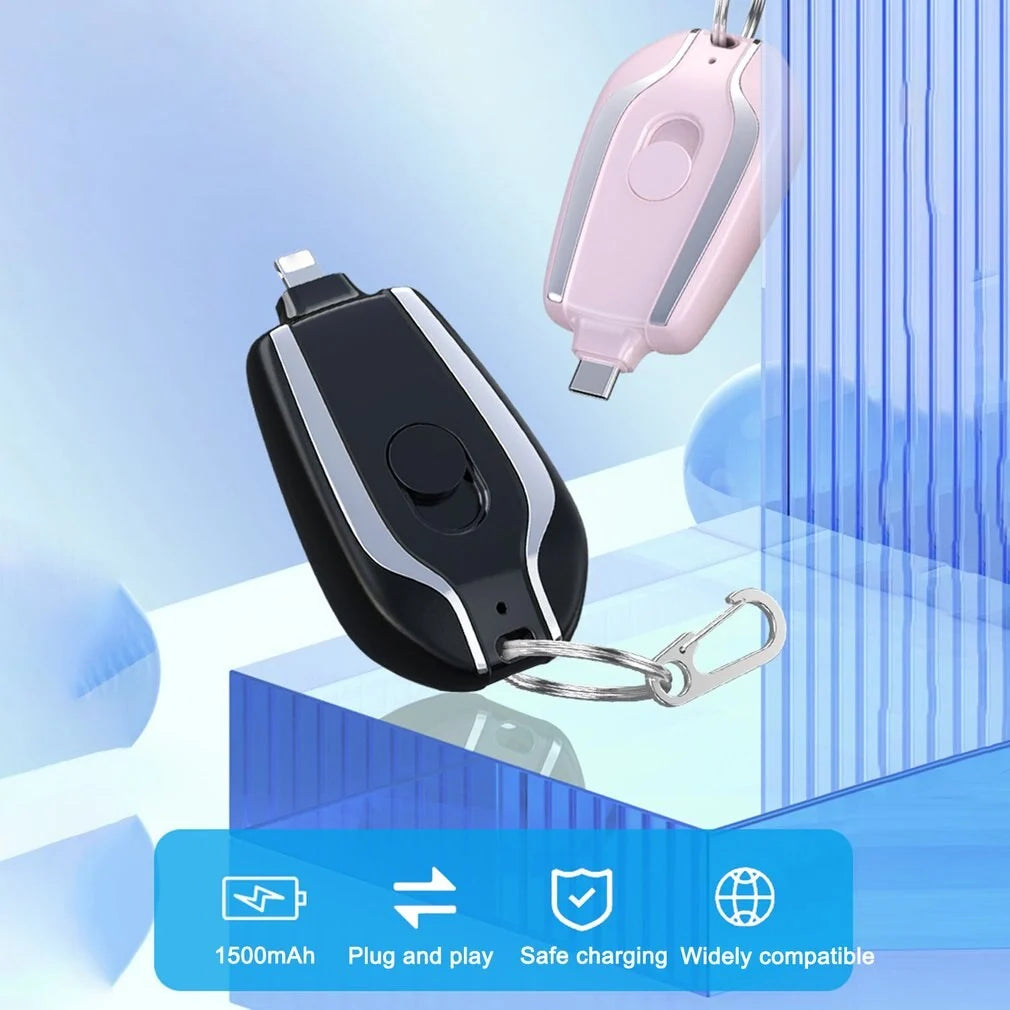 Keychain Power Bank Compact 1500mAh Type-C