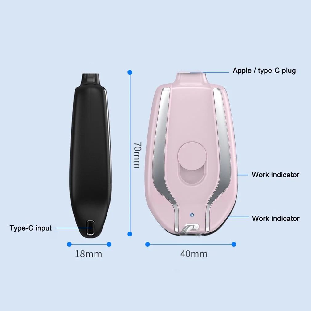 Keychain Power Bank Compact 1500mAh Type-C