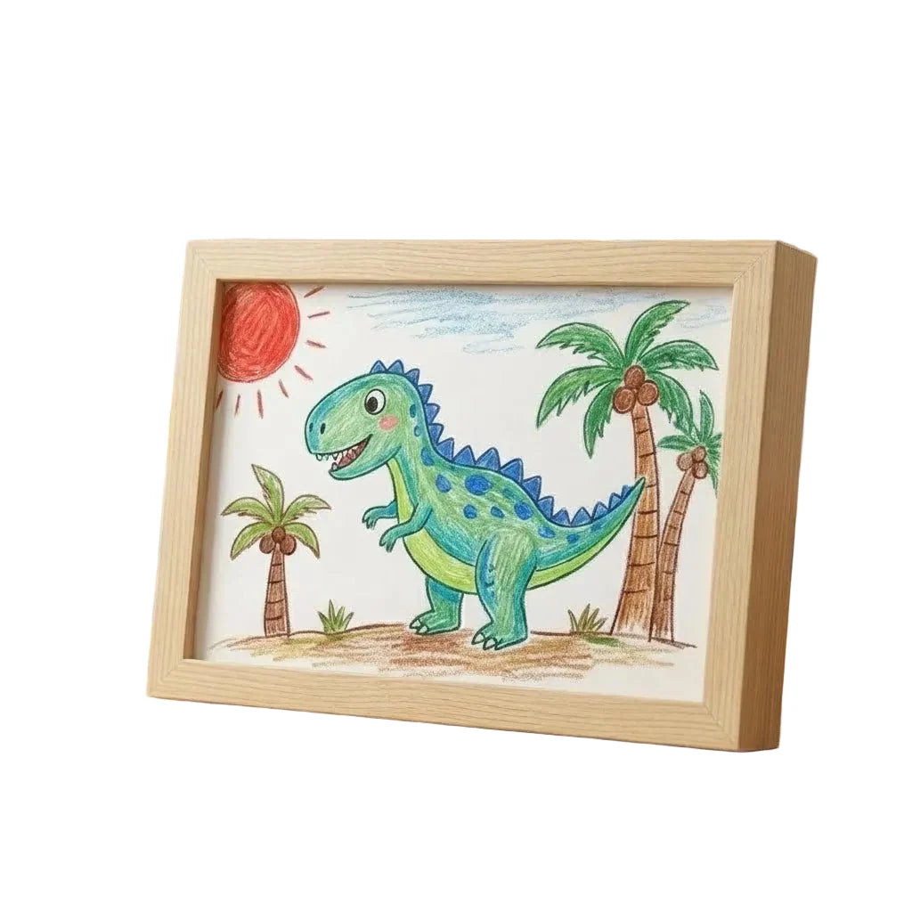Kids' Artwork Display Frame Wooden Front-Opening Built-In Storage