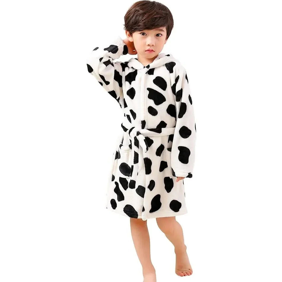 Kids Bathrobe Hooded Soft Flannel Quick-Drying