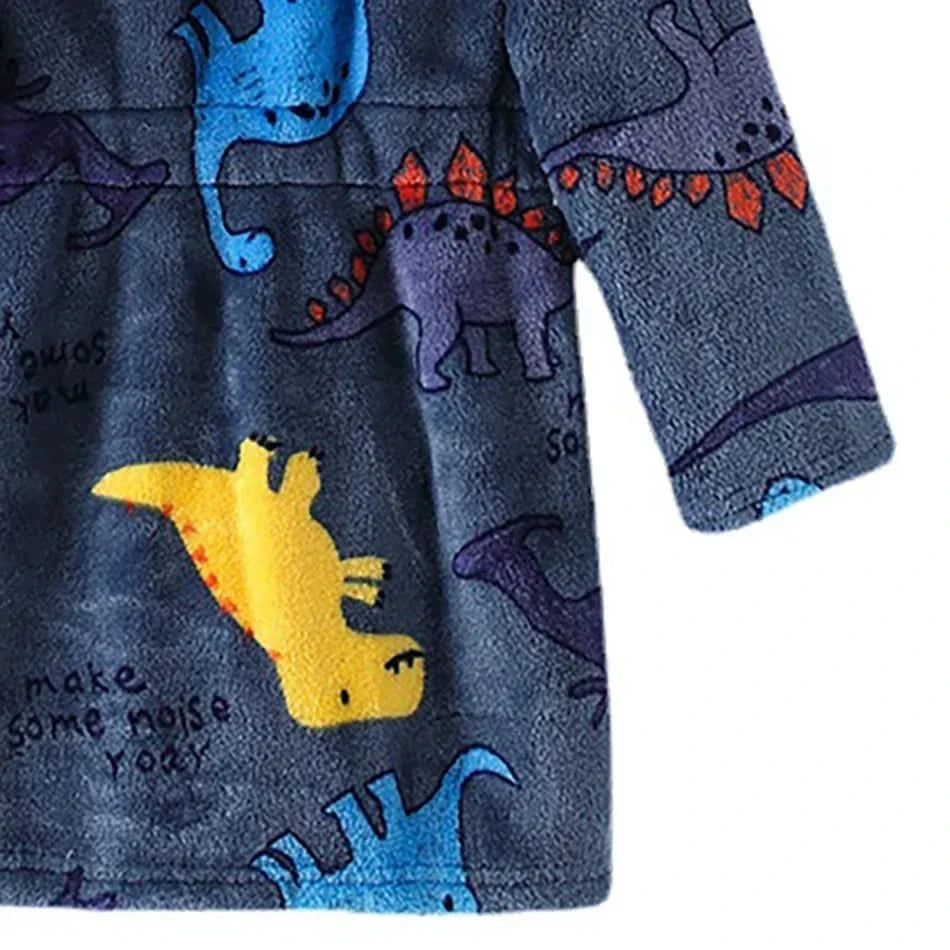 Kids Bathrobe Hooded Soft Flannel Quick-Drying
