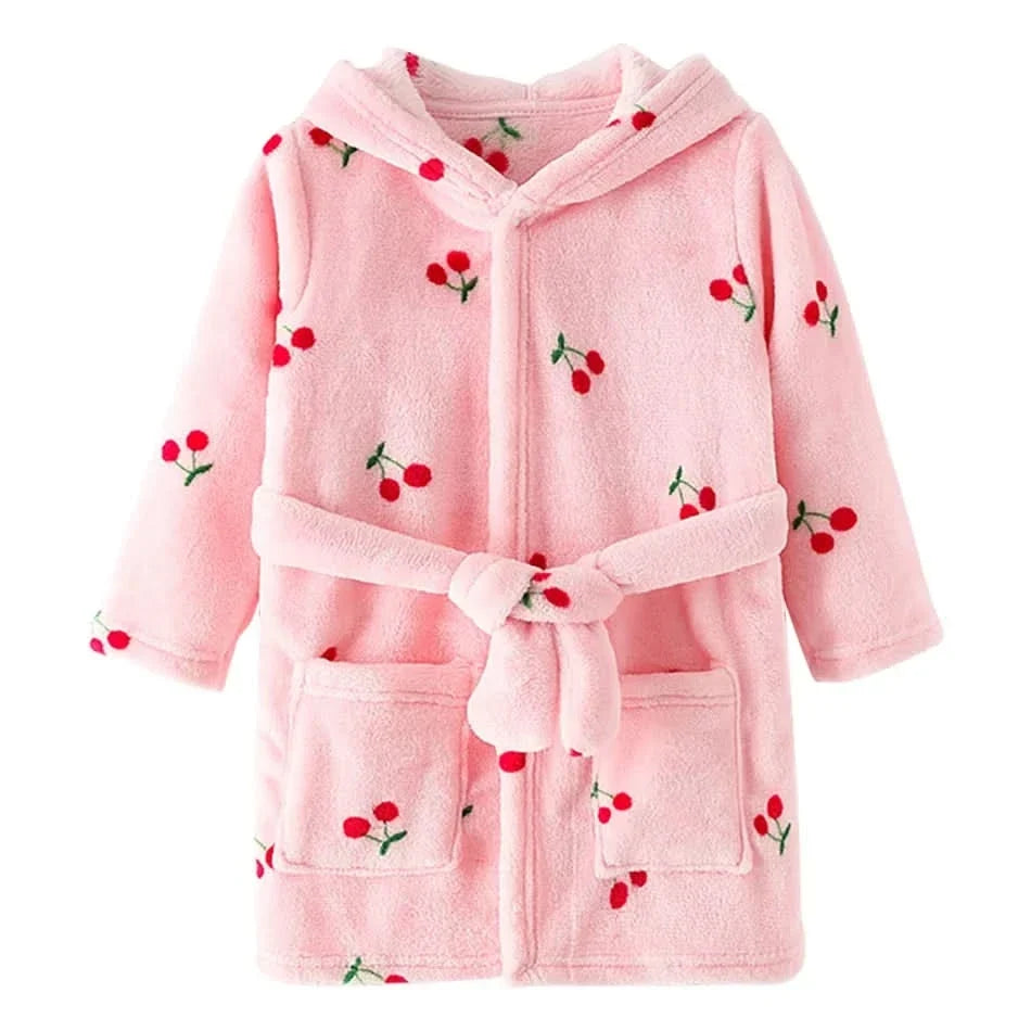 Kids Bathrobe Hooded Soft Flannel Quick-Drying