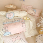 Kids Bedding Set Cotton Blend Plush Animal Appliqués Machine Washable