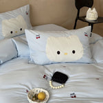 Kids Bedding Set Cotton Cat & Cherry Embroidery