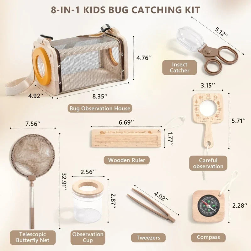 Kids Bug Observation Kit Wood Components & Magnifying Tools