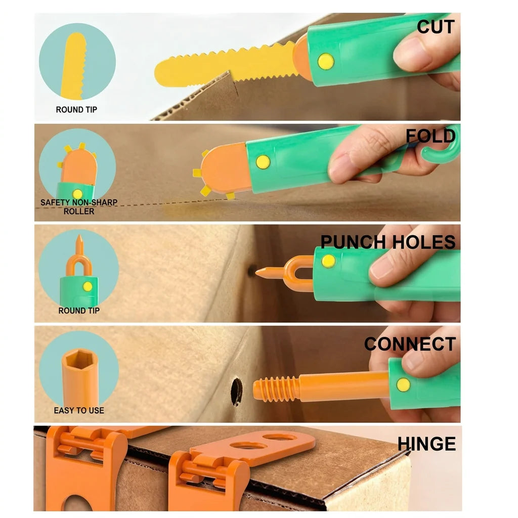 Kids Construction Kit Cardboard STEM 100 Pieces With Tools