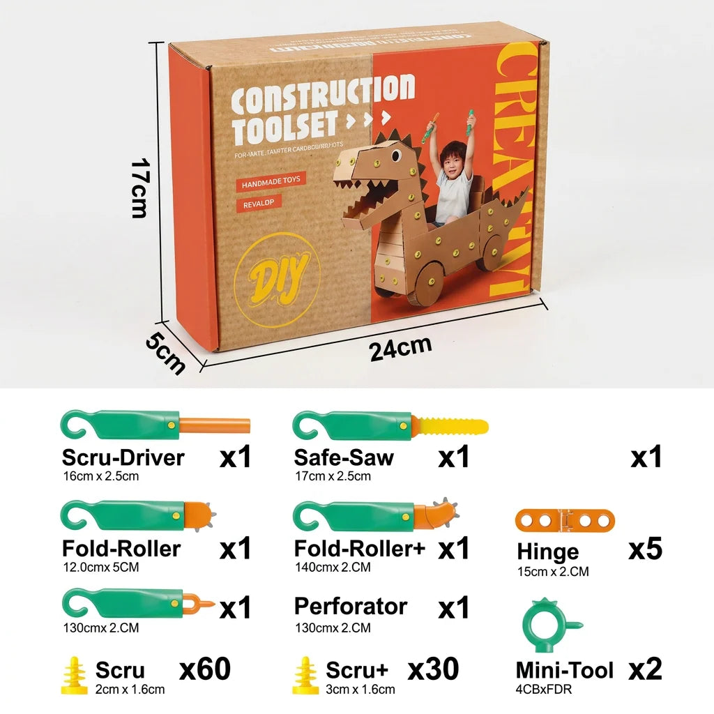 Kids Construction Kit Cardboard STEM 100 Pieces With Tools
