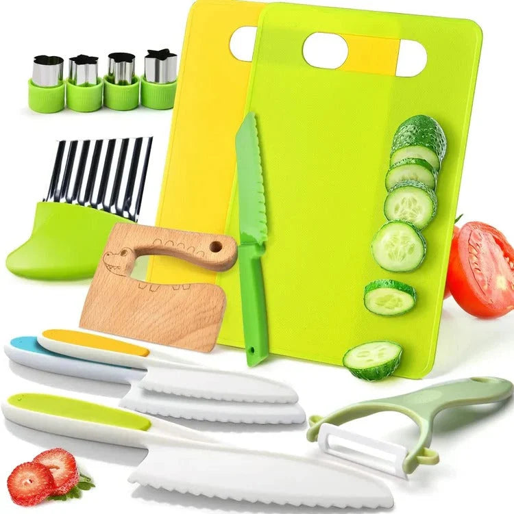 Kids Cooking Tool Set Easy-Grip 6-Piece Cutting & Peeling