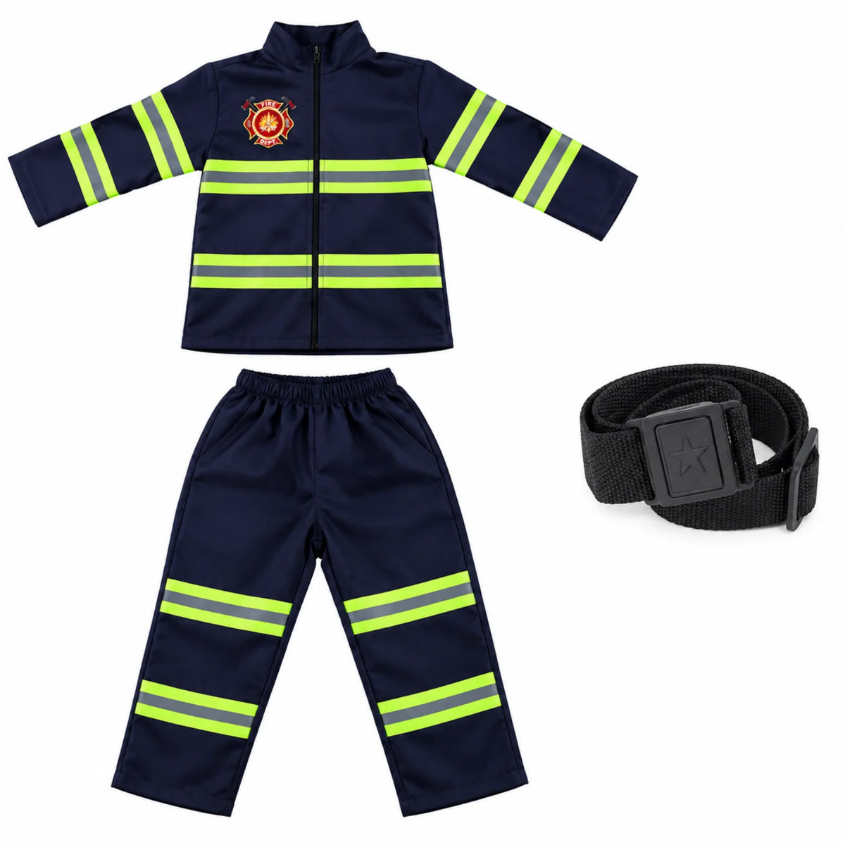 Kids Firefighter Costume Lightweight Zip-Front Uniform