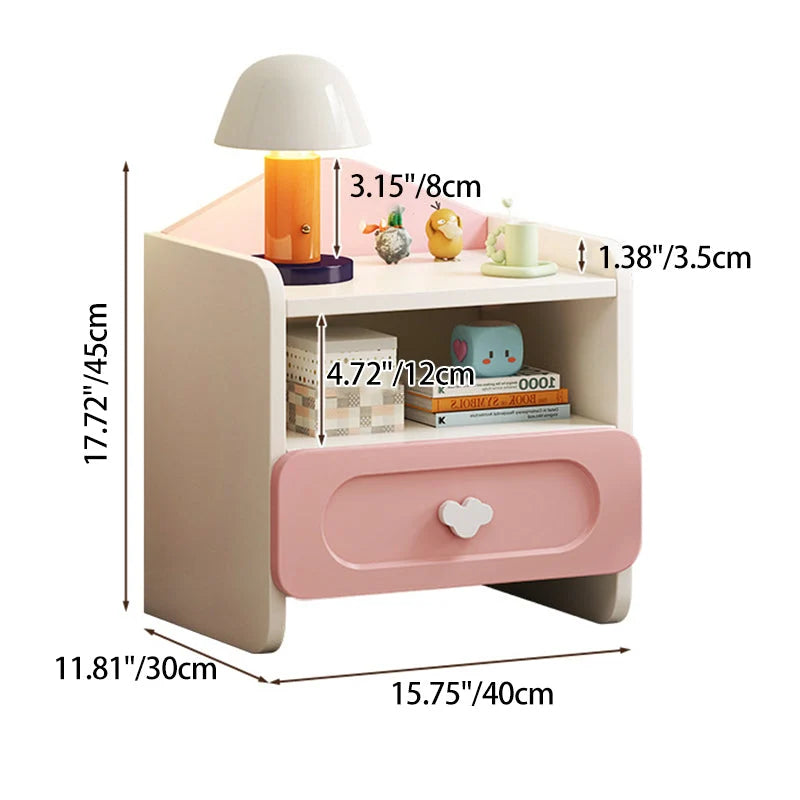 Kids Nightstand MDF Compact Drawer Storage
