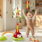 Kids Playset 3-In-1 Jumping Pad Ring Toss Rocket Launcher