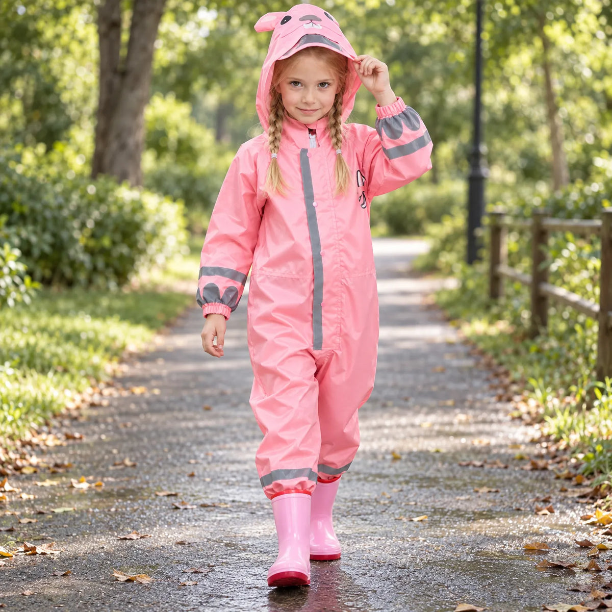 Kids Rain Suit Full-Coverage Reflective Water-Repellent