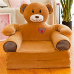 Kids' Storage Bench Foldable Animal Design Padded Velour Seat