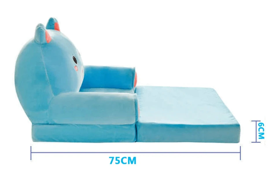 Kids' Storage Bench Foldable Animal Design Padded Velour Seat
