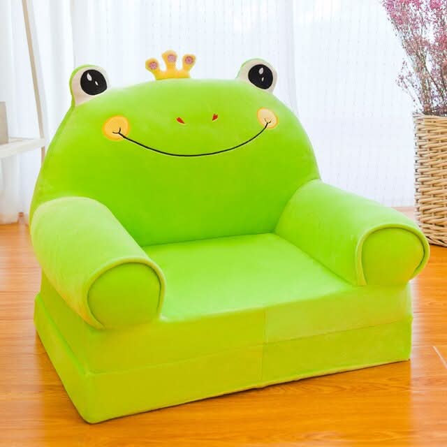 Kids' Storage Bench Foldable Animal Design Padded Velour Seat