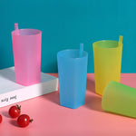 Kids Water Bottle Built-In Straw Compact Size