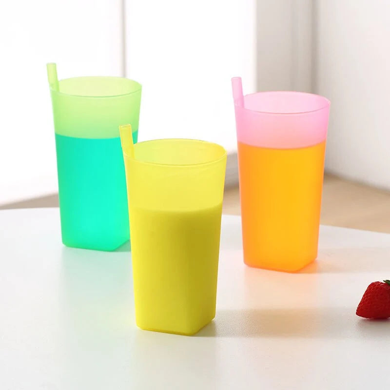 Kids Water Bottle Built-In Straw Compact Size