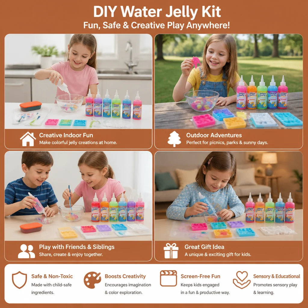 Kids Water Jelly Figure Kit Reusable Moulds & Non-Toxic Gel
