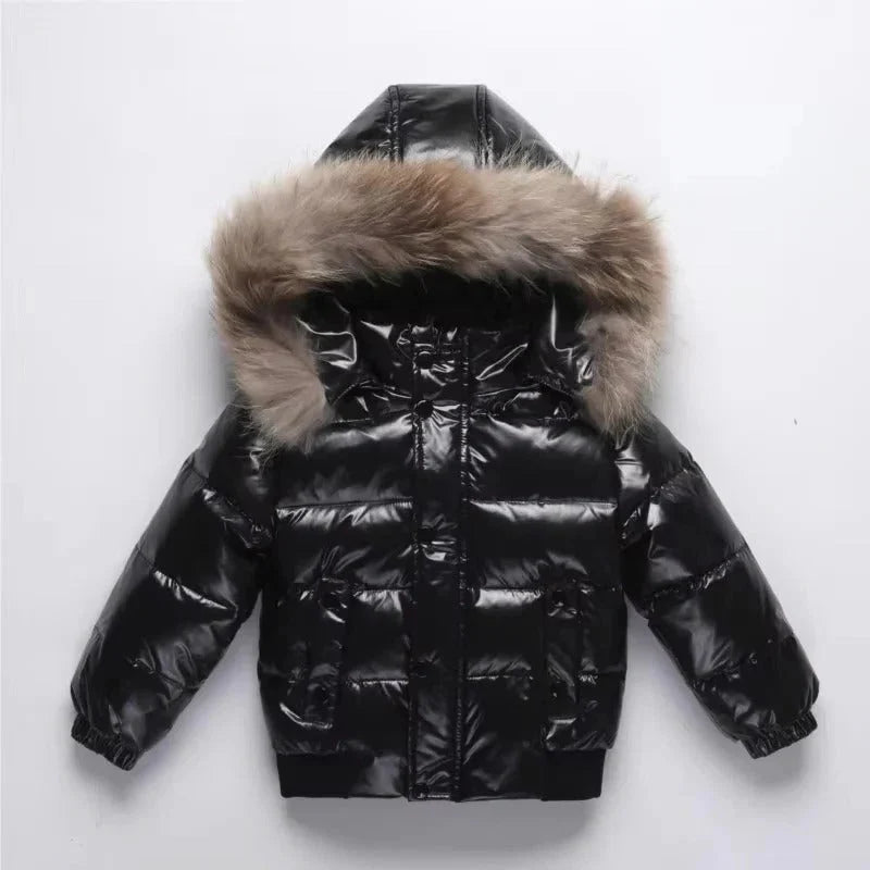 Kids Winter Parka Down-Insulated Water-Resistant Fur-Trimmed Hood
