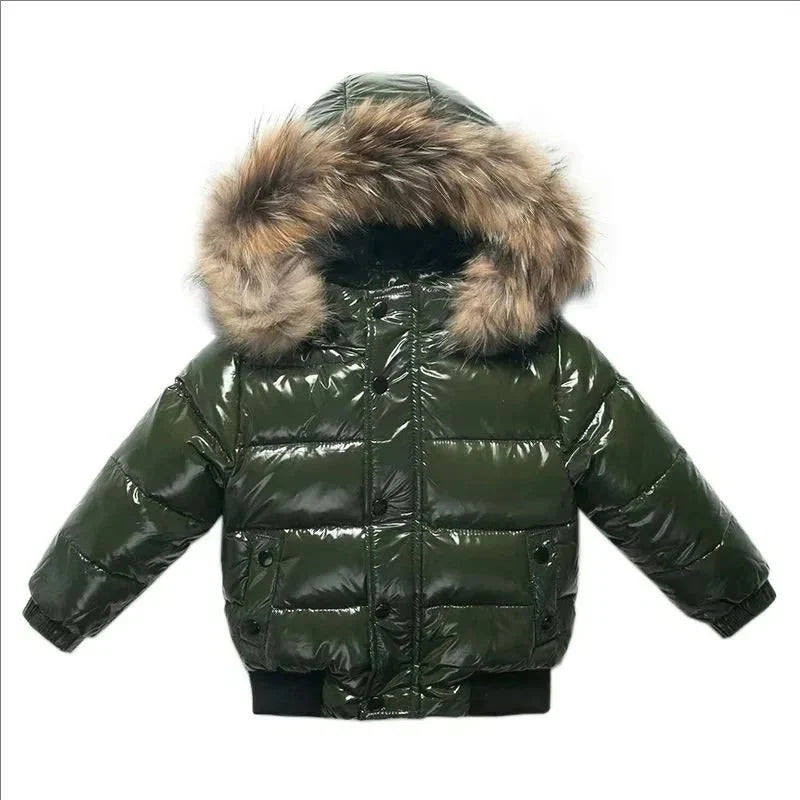 Kids Winter Parka Down-Insulated Water-Resistant Fur-Trimmed Hood