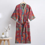 Kimono Bathrobe Organic Cotton Reversible Two-Tone Design