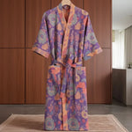 Kimono Bathrobe Organic Cotton Reversible Two-Tone Design