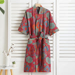 Kimono Bathrobe Organic Cotton Reversible Two-Tone Design