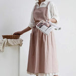 Kitchen Apron Cotton Integrated Storage Pockets One Size Fit