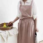 Kitchen Apron Cotton Integrated Storage Pockets One Size Fit