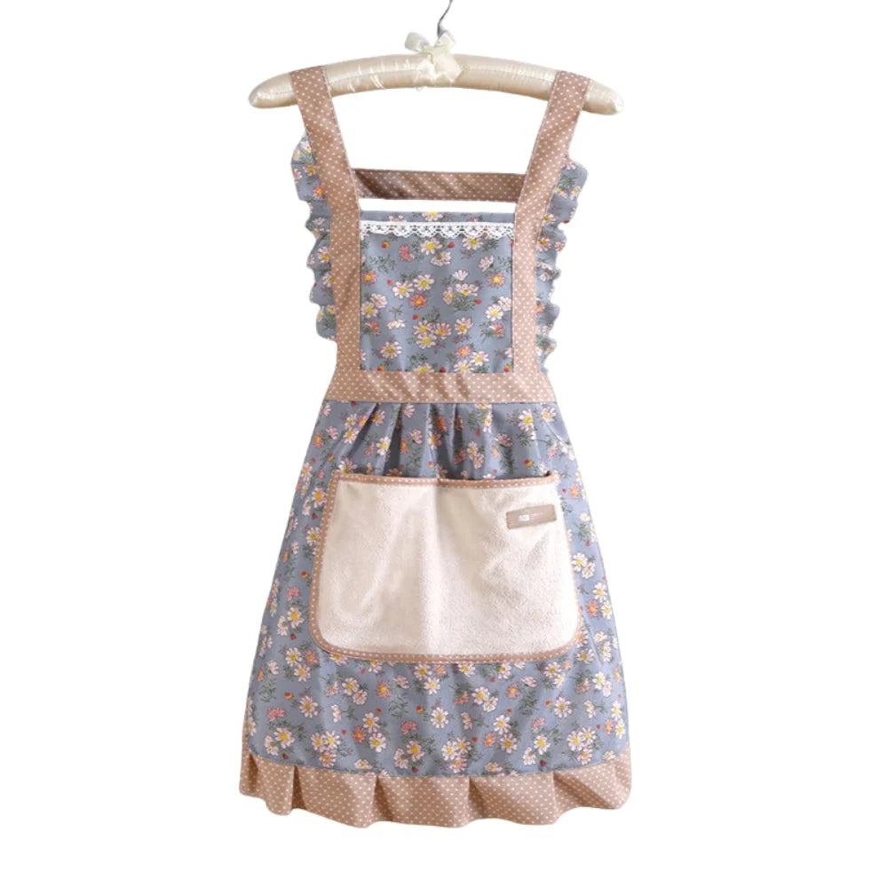 Kitchen Apron Waterproof Oil-Resistant Adjustable With Pockets