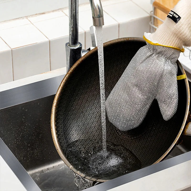 Kitchen Cleaning Gloves Steel Wire Mesh Heat-Resistant Reusable