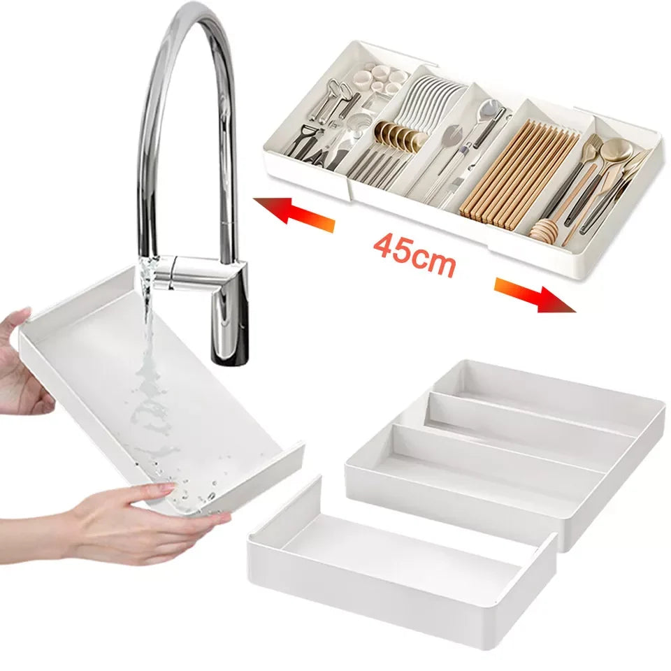Kitchen Drawer Organizer 4-Side Expandable Adjustable Dividers