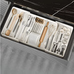 Kitchen Drawer Organizer Adjustable Compartments Durable Plastic