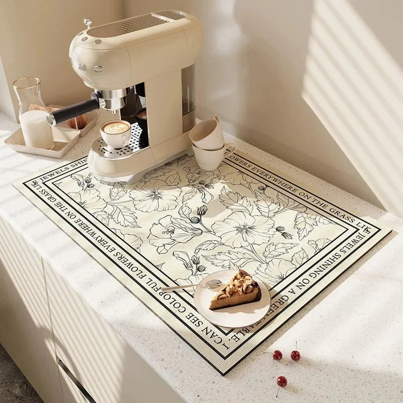Kitchen Drying Mat Diatomite Fast-Absorbing Rubber Backing