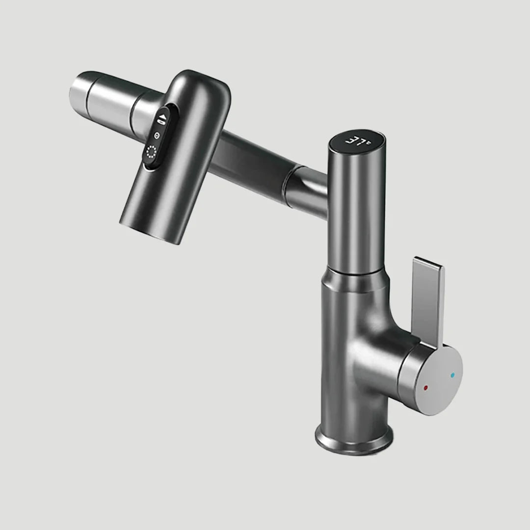 Kitchen Faucet 360° Swivel Temperature Display Stainless Steel