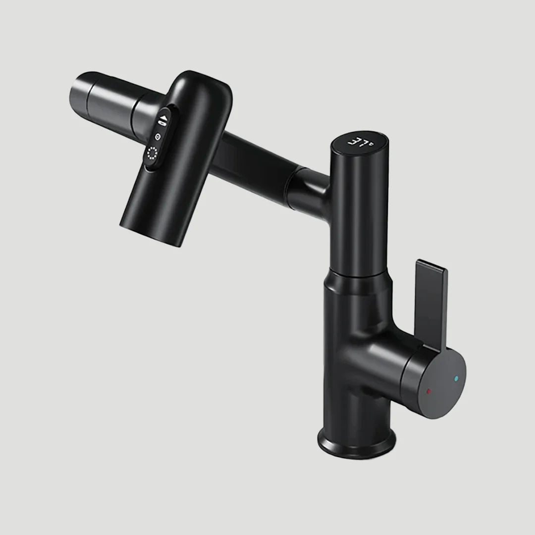Kitchen Faucet 360° Swivel Temperature Display Stainless Steel