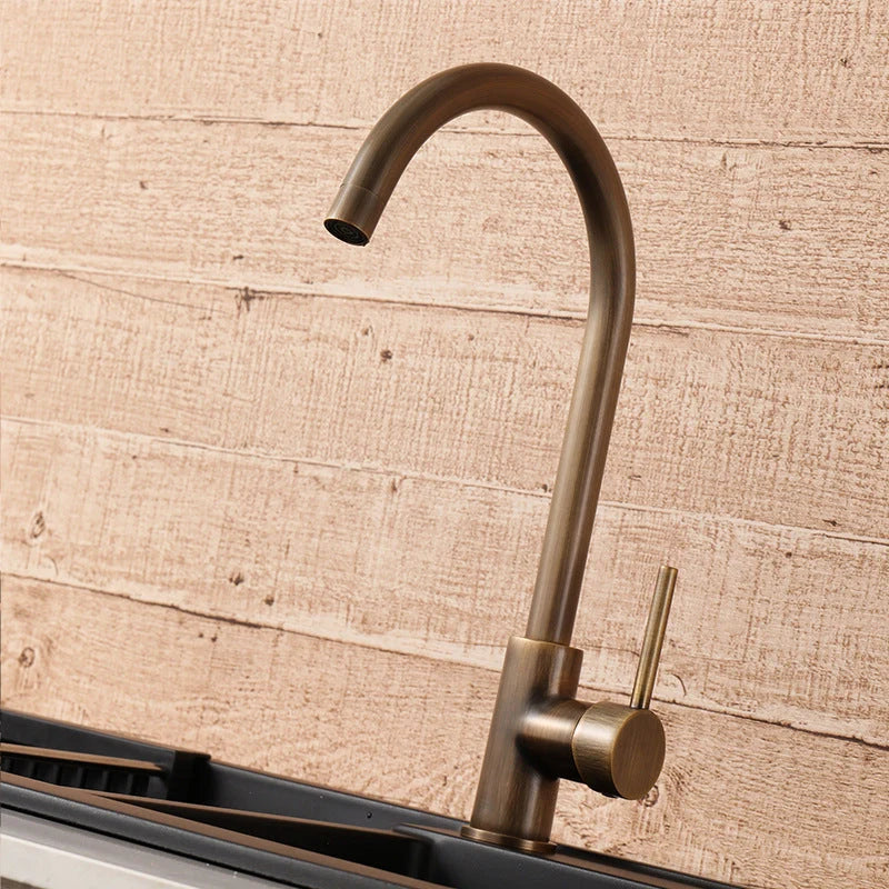 Kitchen Faucet Antique Brass 360° Swivel Spout Single Handle
