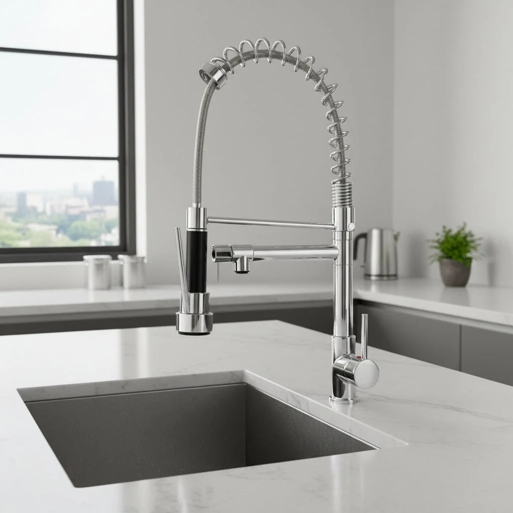 Kitchen Faucet Brass Dual Spout Corrosion-Resistant Finish