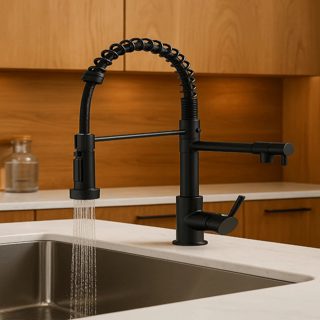 Kitchen Faucet Brass Dual Spout Corrosion-Resistant Finish